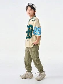 Coolane Kids 青少年春夏简约印花短袖T恤 - 卡其色 - 查看 5