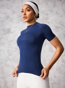 Seamluxe SHEIN Sport Women's Seamless High Elasticity Workout Short Sleeve Top