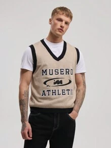 Musero 粗针织图案背心 - 杏色 - 查看 3