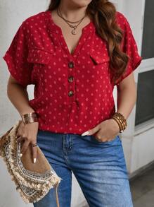 SHEIN LUNE Women's V-Neck Casual Blouse, Elegant & Minimalist Style For Everyday Wear