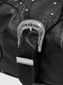 ROMWE Grunge Punk Bolsa De Ombro De Pu Com Decoração De Rebites Da Moda, Elegante Para Deslocamento Diário