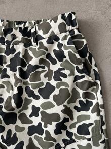 Manfinity LEGND Men's Camo Print Pocketed Straight Loose Casual Pants Leopard Print Men - Multicolor - View 4