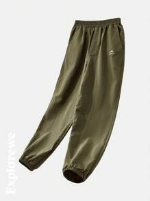 SHEIN Teen Boy Letter Print Short Sleeve Hooded Jacket And Water-Resistant Pants 2 Pieces Set - Black - View 6