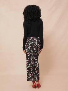 NYA SZN 春季花卉印花纽扣针织开衫夏季节日朴素刺绣休闲女装早午餐上衣 - 黑色 - 查看 2