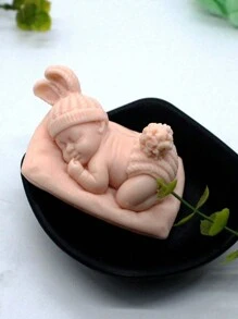 1 件半透明熟睡婴儿硅胶蜡烛制作模具手工艺品家居装饰 - 無色 - 查看 6