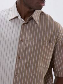 Musero Double Colourway Striped Button Through Short Sleeve Collared Shirt Top Spring Summer Essentials - Multicolor - View 5