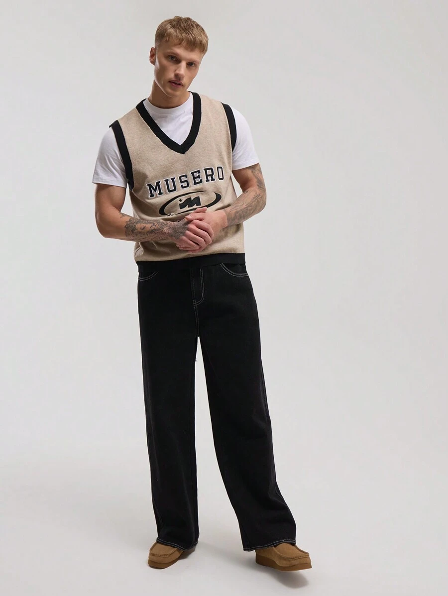 Musero 粗针织图案背心 - 杏色 - 查看 1