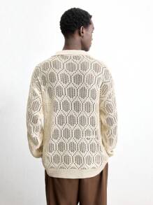Maija Men's 2025 Spring & Summer New Khaki Polo Collar Loose Diamond Graphic Sweater, Casual Minimalist Daily Commute, Suitable For Valentine's Day, New Year Party, Vacation