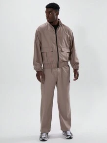 Musero Woven Full Zip Pocket Jacket - Brown - View 4