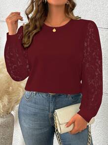 SHEIN Clasi 大码休闲简约衬衫，适合日常穿着 - 酒紅色 - 查看 4