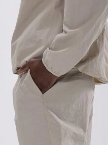 Musero Nylon Slip Side Pocket Basic Plain Shorts Spring Autumn Wardrobe Capsule - Grey - View 5