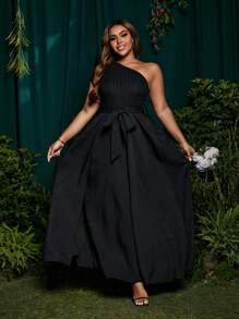 SHEIN Belle Black Asymmetrical High-Low Maxi Dress - Black - View 7