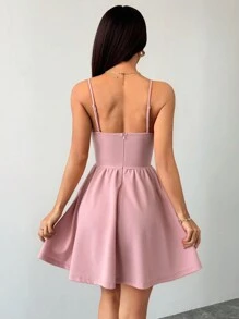 SHEIN PETITE 女士浪漫粉色收腰下摆连衣裙 - 粉色 - 查看 2