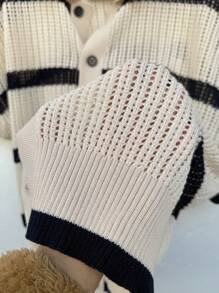 Manfinity CasualKnits Men's Striped Single-Breasted Short Sleeve Casual Knitted Sweater - Multicolor - View 8