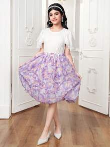 SHEIN 2 Pieces Set Solid Colored Top And Skirt, Casual And Fashionable Daily Wear For Teen Girls - Black - View 5