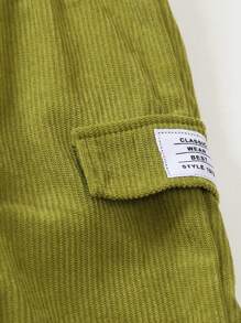 3 quần nhung kẻ trơn màu cho bé trai, kiểu quần hộp có túi và cạp chun, trang phục thường ngày khi đi chơi, ở nhà, thể thao mùa hè, xanh lá cây/nâu/be - Nhiều màu - Xem 6