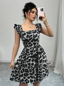 Chiquease Váy ngắn thường ngày họa tiết da báo buộc lưng cho nữ, họa tiết ngẫu nhiên - Nhiều màu - Xem 2