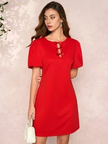 SHEIN Clasi Women's Butterfly Petal Sleeve Valentine's Day Dress Festival