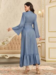 Al Najma 立领系带女式阿拉伯风格连衣裙，阿拉伯连衣裙，端庄