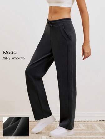 GLOWMODE Modal Golden Hour Straight Leg Pants With Side Pocket