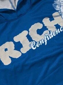 Manfinity EMRG 2pcs Men's Floral & Letter Print Hoodie And Sweatpants Set - Blue - View 3