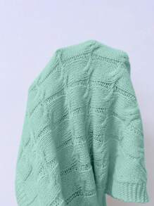 Chiquease Women Solid Color Long Sleeve Casual Cardigan, Autumn/Winter - Mint Green - View 7