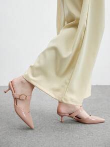 CUCCOO BIZCHIC 勃艮第尖头舒适平底鞋，适合通勤、约会、聚会、度假 - 杏色 - 查看 4