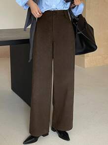 DAZY Pantalones rectos sueltos y casuales para mujer, unicolor, para primavera y verano