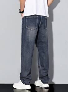 Manfinity Homme Men's Basic Front Button Pocket Jeans, Casual Daily Wear - Grey - View 7