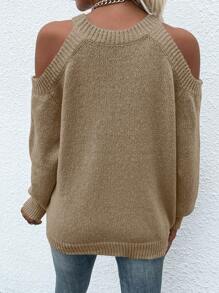 SHEIN LUNE Casual effen kleur cold shoulder halter trui, herfst/winter