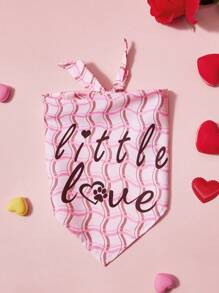 PETSIN 1 件宠物狗/猫围巾，情人节格子“小爱”字母印花，通用围巾 - 彩色 - 查看 2