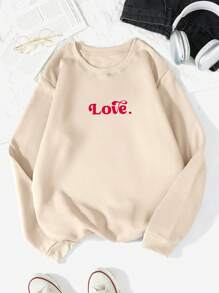 INAWLY Women's Oversized Casual Pullover Sweatshirt With Graphic Print, Autumn/Winter,Long Sleeve Tops Fall - Apricot - View 2