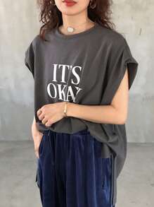 FRIFUL 女士字母印花圆领蝙蝠袖休闲 T 恤