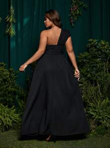 SHEIN Belle Black Asymmetrical High-Low Maxi Dress - Black - View 2