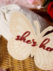 SHEIN Butterfly-Shaped Baby Milestone Wood Discs, Newborn Photo Props For Girls - Multicolor - View 2