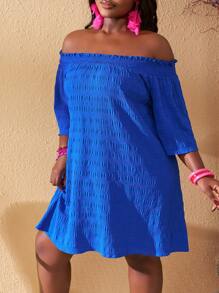 Slaydiva 大码度假休闲露肩印花衬衫