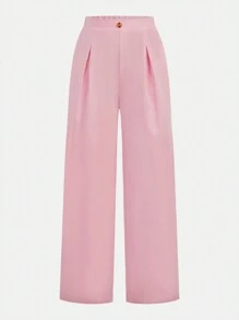 Sparklyn 2pcs/Set Teen Girl Elegant Casual Pink Outfit, Includes Pink Cami Top And Wide Leg Pants, Suitable For Daily Wear, Travel Or Holiday,Holiday,Summer,Travel - Pink - View 5