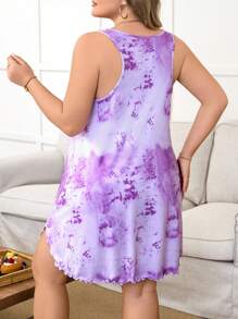 SHEIN Váy ngủ không tay in họa tiết bướm nhuộm loang cỡ lớn - Nhiều màu - Xem 2