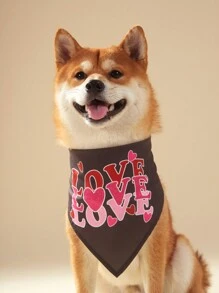 PETSIN 1 pezzo Bandana universale per cani e gatti, con stampa di lettere d'amore nere, per la Festa di San Valentino