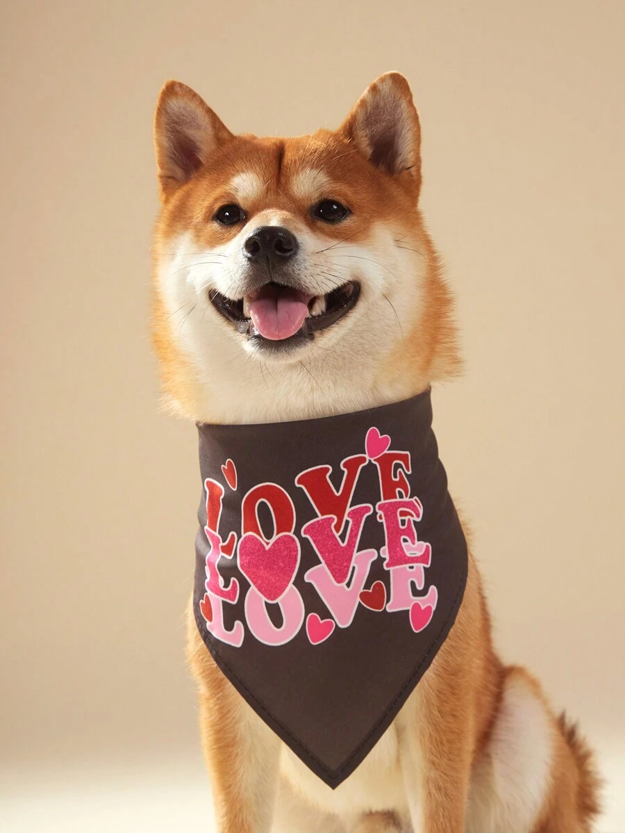PETSIN 1 pezzo Bandana universale per cani e gatti, con stampa di lettere d'amore nere, per la Festa di San Valentino
