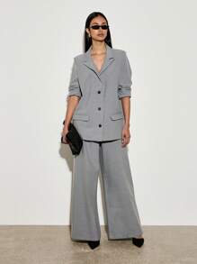 AiiRZ Ensemble veste blazer surdimensionnée et pantalon palazzo professionnel. Tailleur formel avec pantalon ample. Tenue de travail de bureau, look exécutif contemporain pour la carrière