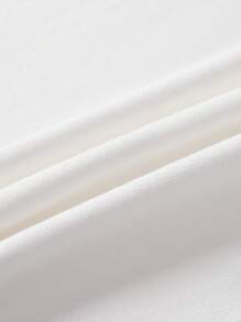 女士纯色不对称领口长袖修身 T 恤，休闲日常穿着 - 白色 - 查看 5