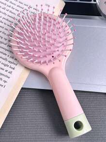 ROMWE Kawaii 1pc Comb With Air Cushion Mirror, New Design Massage Comb, Pastel Color Air Cushion Comb, Portable Anti-Static Hair Brush Styling Mini Comb
