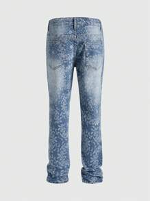 ROMWE MEN Street Life Jeans de mezclilla casuales con botones delanteros y bolsillo simple para hombres
