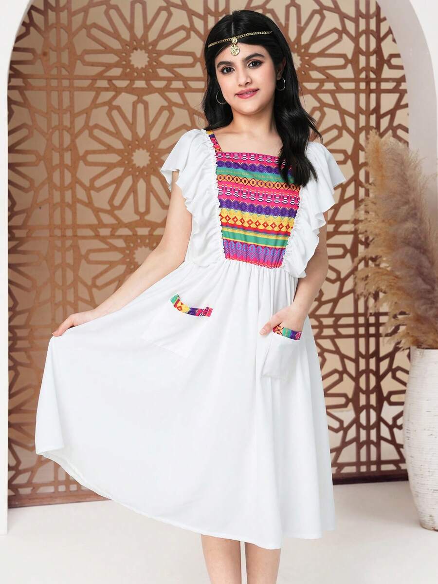 Vestido sencillo y casual sin mangas para uso diario de chicas adolescentes, de moda - Multicolor - Ver 1