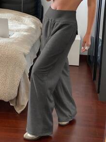 DAZY Women's Solid Color Loose Drawstring Waist Casual Sweatpants Fall Women Joggers - Dark Grey - View 5