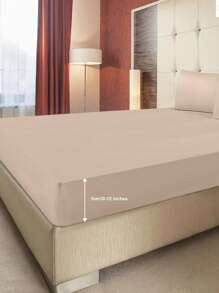 1pc Solid Color Fitted Sheet, Mattress Protector, Soft & Breathable, Fits Twin, Full, Queen, King Size Beds, Essential Bedding For Home And Dorm - Khaki - View 3