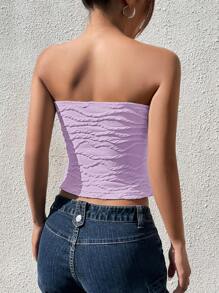 SHEIN EZwear Damski, jednolity, teksturowany, dopasowany, modny, krótki top typu bandeau