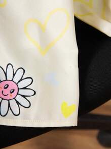 SHEIN Leap Crew Young Girl Ditsy Floral Long Sleeve Button-Down Oversized Blouse - White - View 6