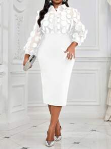 SHEIN Lady 秋冬生日派对礼服优雅舞会礼服秋季女士礼服秋季婚礼宾客礼服黑色加大码礼服情人节情人节服装情人节礼服情人节礼服节日服装女士情人节服装女士 - 白色 - 查看 4